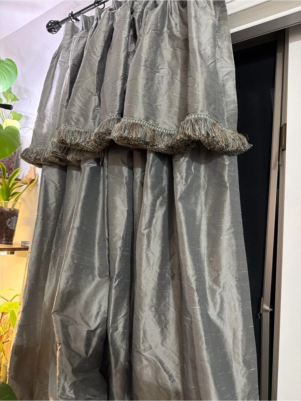 Custom Gray Dupioni-Style Drapery Panels 96” Lined Interlined Pleated Pair